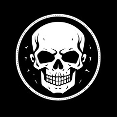 Fototapeta premium Skull - Black and White Isolated Icon - Vector illustration