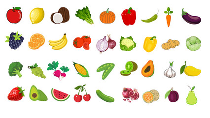 Fruits and vegetables are in one chart. 