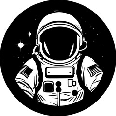 Astronaut - Black and White Isolated Icon - Vector illustration