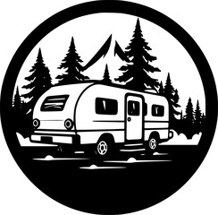 Obraz premium Camping - Black and White Isolated Icon - Vector illustration