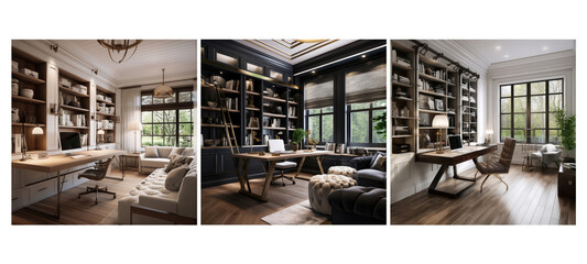 blend transitional study room interior design