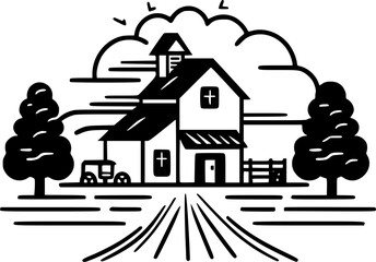Farmhouse | Minimalist and Simple Silhouette - Vector illustration