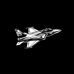 Fototapeta na wymiar Fighter Jet | Black and White Vector illustration