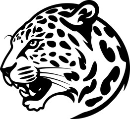Leopard - Black and White Isolated Icon - Vector illustration