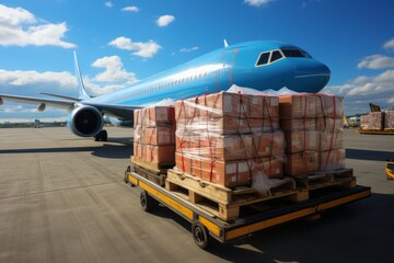 Air freight forwarding industry. Beautiful illustration picture. Generative AI - obrazy, fototapety, plakaty