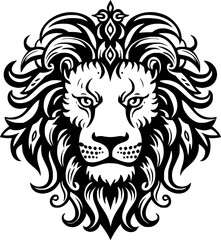 Obraz premium Lion - Black and White Isolated Icon - Vector illustration