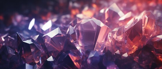 Crystalline background with glowing edges and reflections. Generative AI