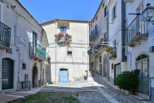 A characteristic street of Buccino, a medieval village in the province of Salerno, Italy.