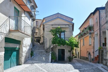A characteristic street of Buccino, a medieval village in the province of Salerno, Italy.