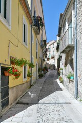 Fototapeta na wymiar A characteristic street of Buccino, a medieval village in the province of Salerno, Italy.