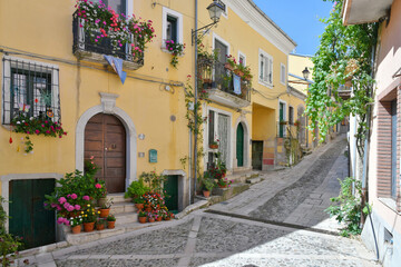 A characteristic street of Buccino, a medieval village in the province of Salerno, Italy.