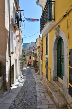 A characteristic street of Buccino, a medieval village in the province of Salerno, Italy.