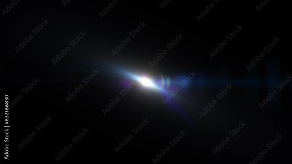Poster abstract loop center blue star optical shine light lens flares flickering rotation animation on blac