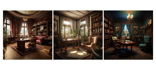 classic victorian study room interior design