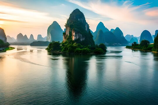 lake in the highlands, with massive mountains encircling the entire lake