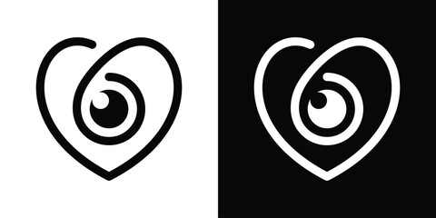 lens element logo design combined with heart made in line and minimalist style