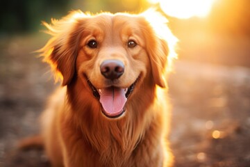 Fototapeta premium cute happy lying on the meadow outside, AI Generated