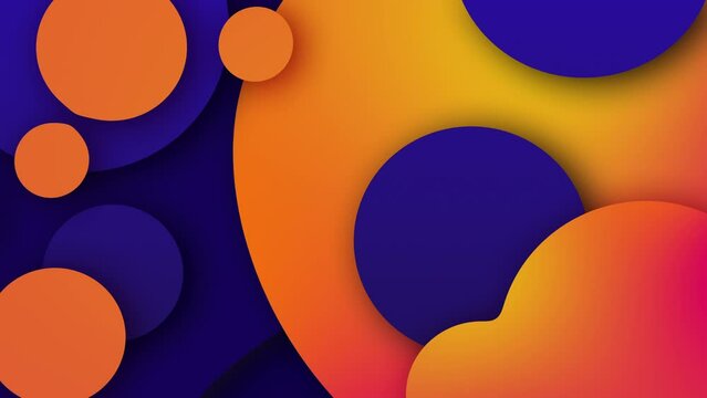 4k trendy circular animated blue purple orange liquid background. Vivid childish backdrop for education presentation. Seamless looping simple animation. Wavy elegant circle shape design. Digital video