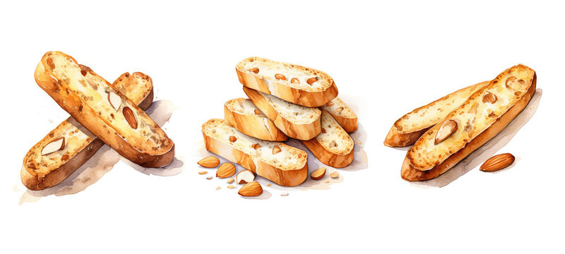background almond biscotti watercolor