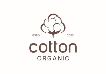 cotton flower silhouette logo design illustration