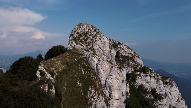 Drone view of Canzo's Horns Rocky Peak aka Corni di Canzo in Lake Como Italy