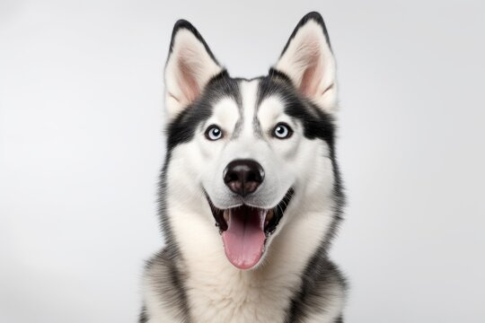 cute husky on white background, AI Generated