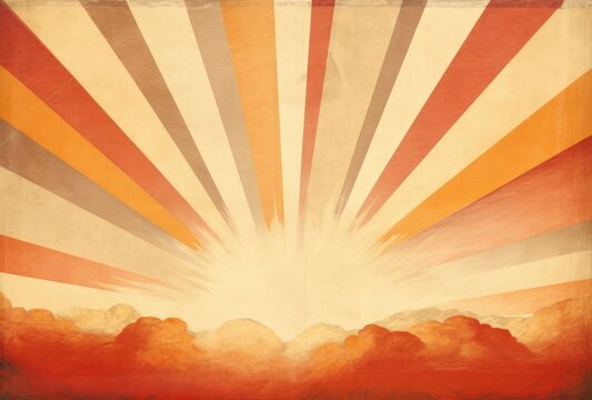 Retro background with curved, rays or stripes in the center. Sunburst or sun burst retro background, Generative AI