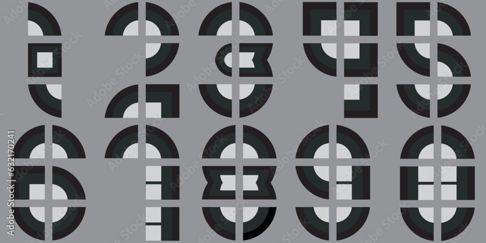 Poster assorted digital custom vector numbers. minimum. color gradation. dark. banner network. 3d effect. d