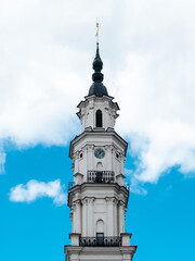 Fototapeta premium Kaunas, Lithuania - 07 26 2023: Tower of Kaunas Town Hall