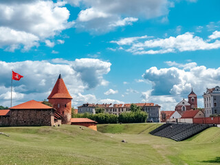 Kaunas, Lithuania - 07 26 2023: Kaunas Castle. Medieval castle in Kaunas in the Gothic style