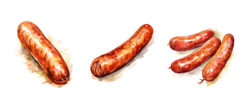 meat bierwurst sausage watercolor