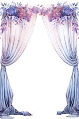 An illustration of purple curtain in the style of flowers