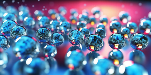 Macro of blue gel balls. Watery polymer hydrogel background. Liquid