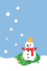 可愛い辰と雪だるまの年賀状