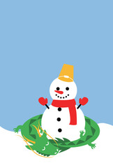 可愛い辰と雪だるまの年賀状