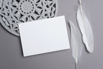 Blank invitation or greeting card mockup for stylish stationery design