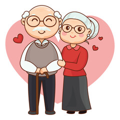 Grandparents couple with heart