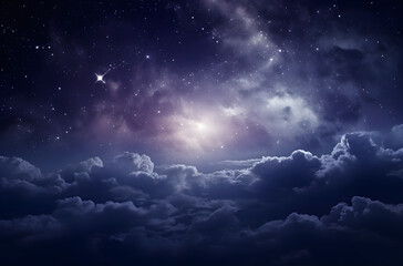 Obraz na płótnie Canvas space night sky with cloud and star, abstract background. High quality photo.Generative AI.