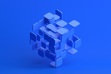 Obraz premium Abstract 3d render, blue geometric composition design