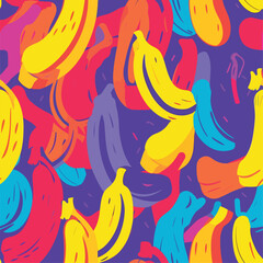 Fototapeta na wymiar Seamless Colorful Banana Pattern.Seamless pattern of Bananas in colorful style. Add color to your digital project with our pattern!