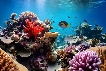 Fototapeta na wymiar The beauty under the sea, nature, coral reefs.Generate AI