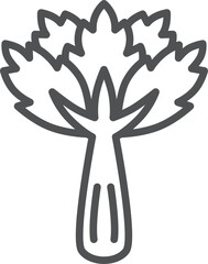 線画のシンプル野菜の単品アイコン　セロリ