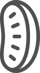 線画のシンプル果物の単品アイコン　みかん　身