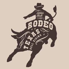 Texas rodeo vintage logotype monochrome