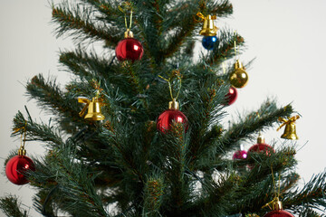 detail of a Christmas tree with ornaments