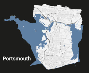 Fototapeta premium Portsmouth city map, administrative area