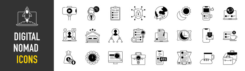 Set of digital nomad Icons. Simple art style icons pack. Vector illustration
 - obrazy, fototapety, plakaty