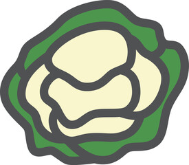 カラーシンプル野菜の単品アイコン　カリフラワー