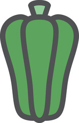 カラーシンプル野菜の単品アイコン　ピーマン