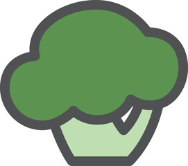 カラーシンプル野菜の単品アイコン　ブロッコリー
